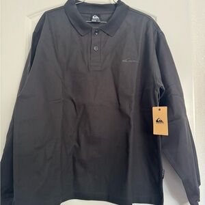 Quiksilver Men's Black Polo long sleeve Shirt size medium
